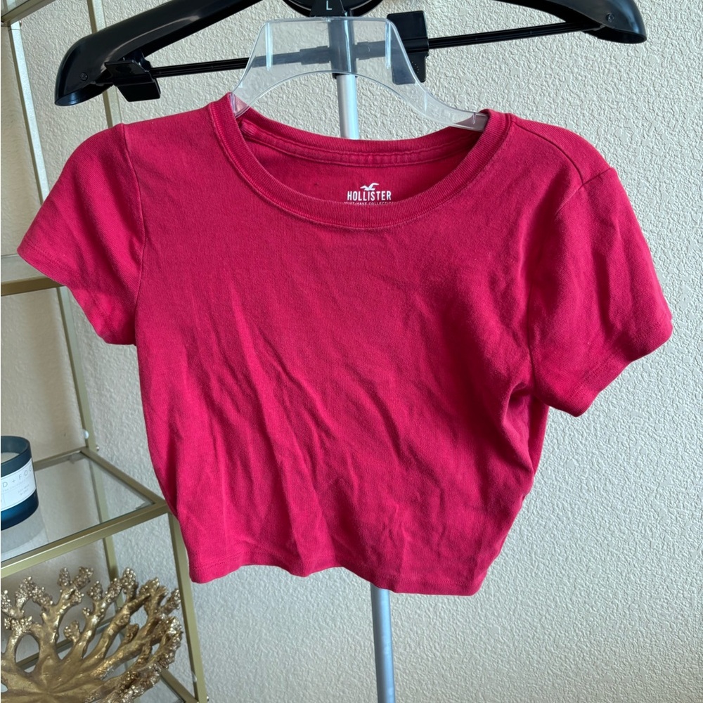 Hollister Baby Tee‎ Women’s Small Hot Pink Cropped Fitted Y2K Top
